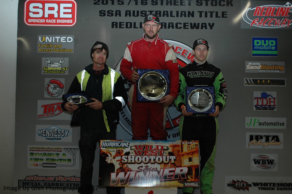 Wild West Shoot Out Series Top Three - L to R Jason Lynn, Brad Lowe, Owen Schnoor - Photo courtesy of GNR Photography